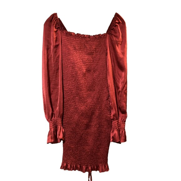 Blush J Women's Burgundy Red Long Sleeve Mini Dress Size Large - Picture 4 of 13